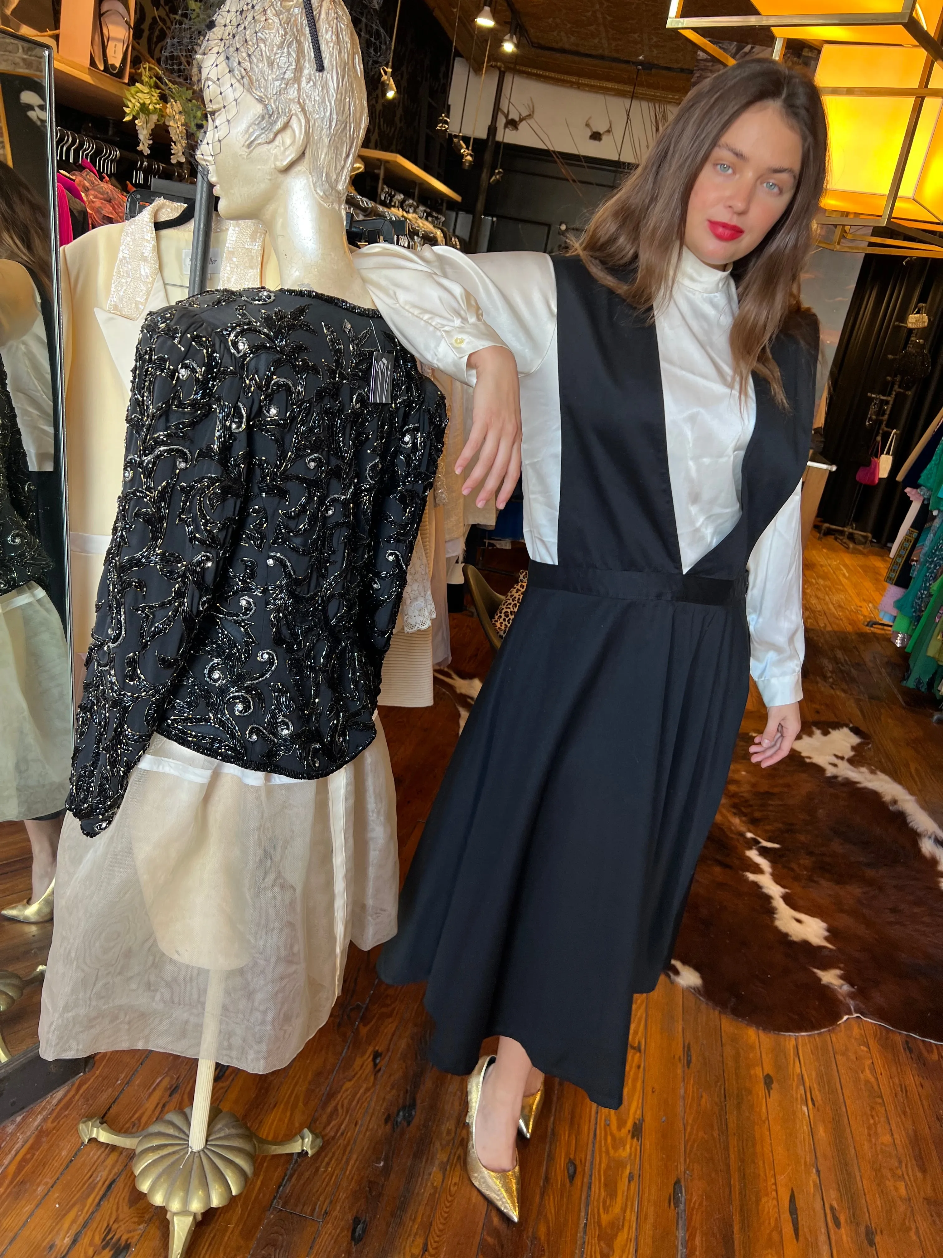 Black suspender jumper