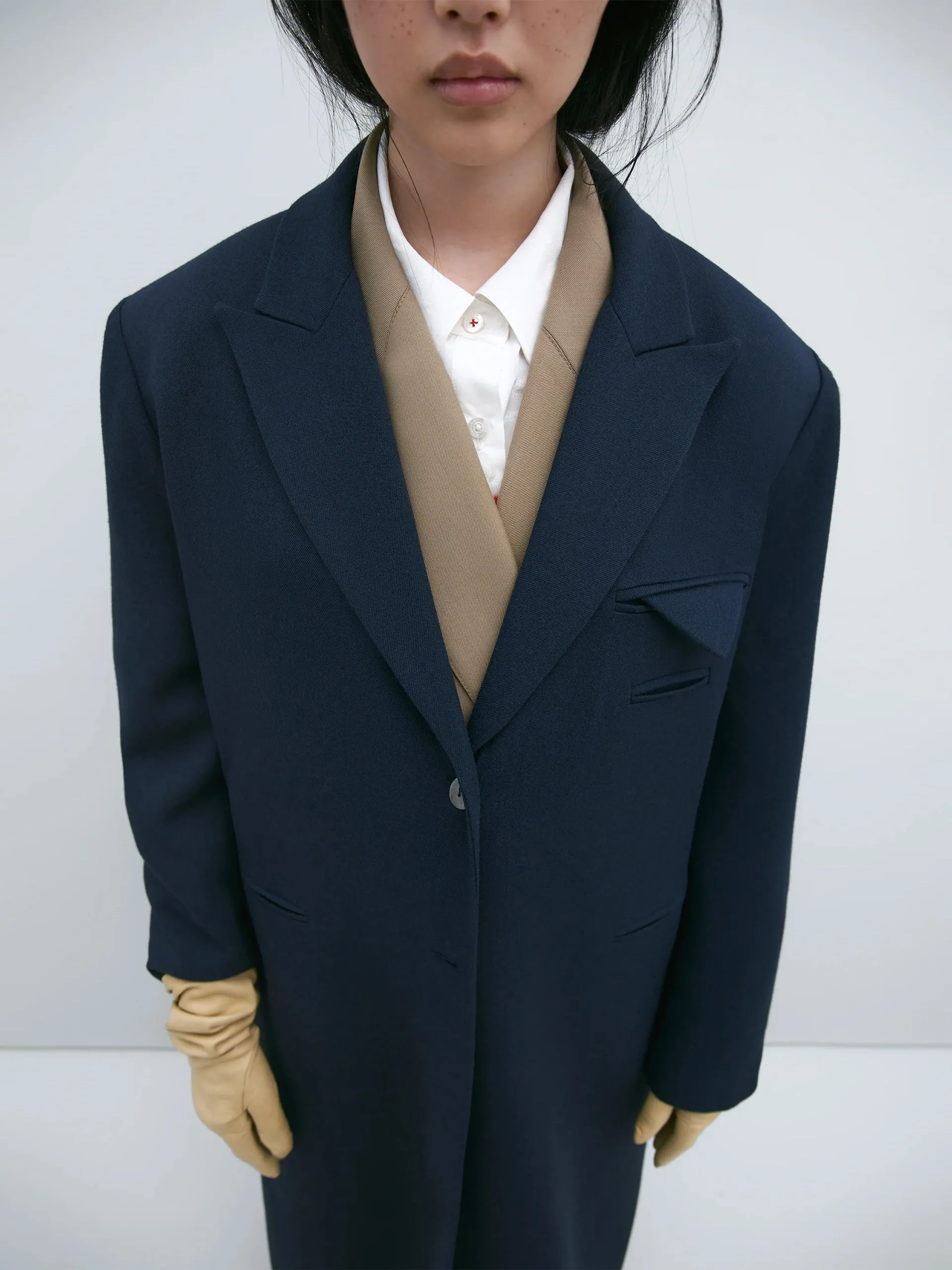 CORDERA Long Wool Coat Night