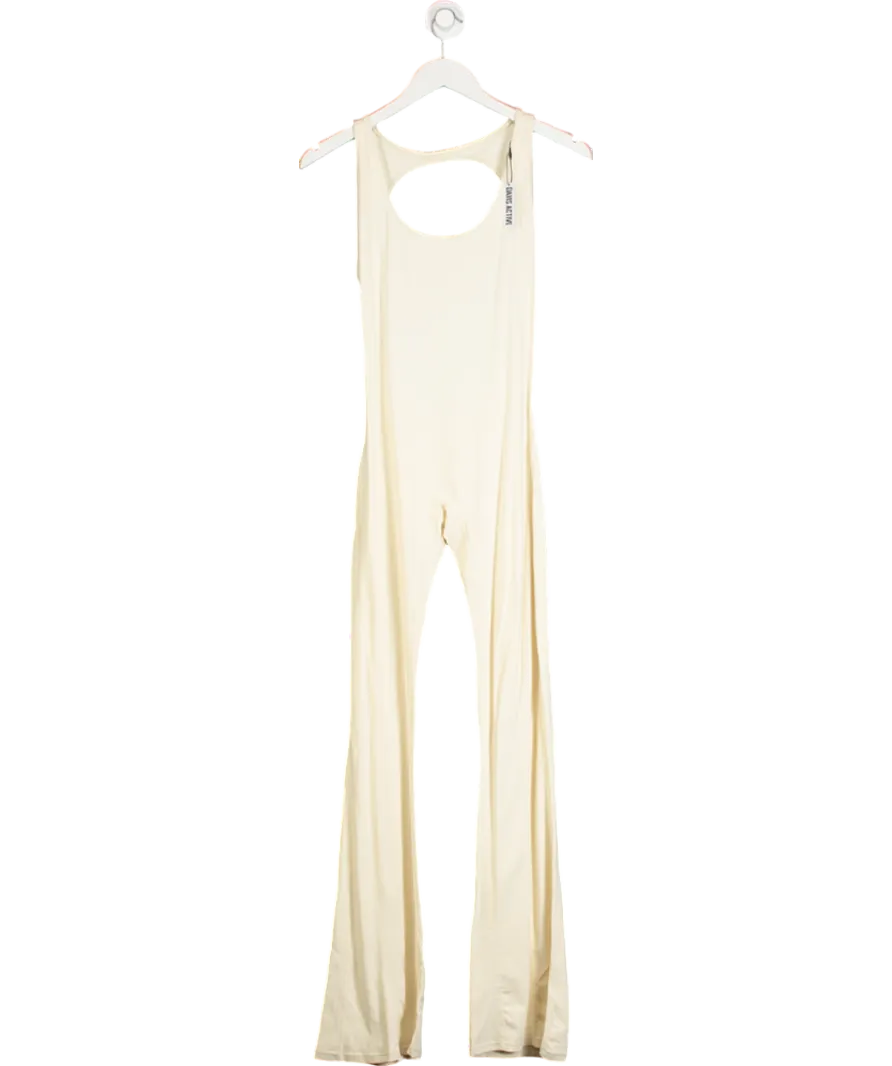 Davis Active Cream Backless Flare Jumpsuit UK M/L