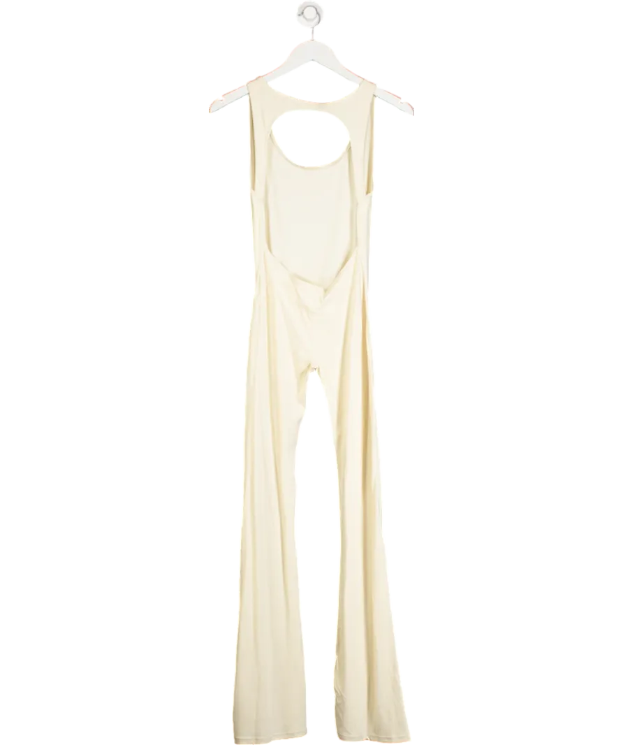 Davis Active Cream Backless Flare Jumpsuit UK M/L