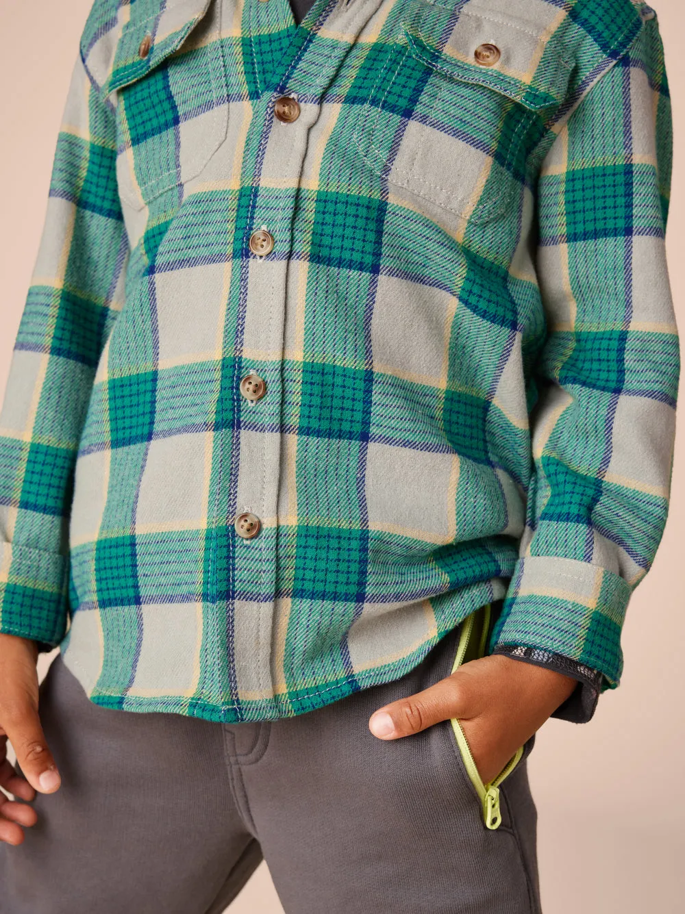 Flannel Button Up Shirt - Anatolian Plaid by Tea Collection - FINAL SALE