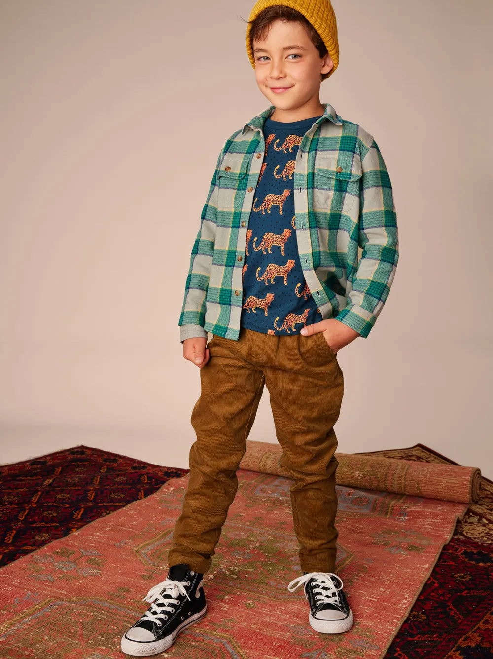 Flannel Button Up Shirt - Anatolian Plaid by Tea Collection - FINAL SALE