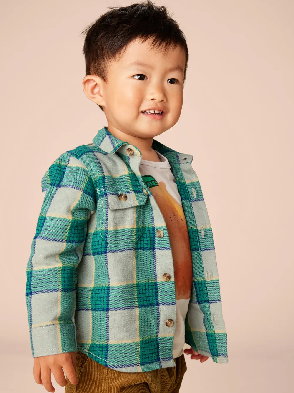 Flannel Button Up Shirt - Anatolian Plaid by Tea Collection - FINAL SALE