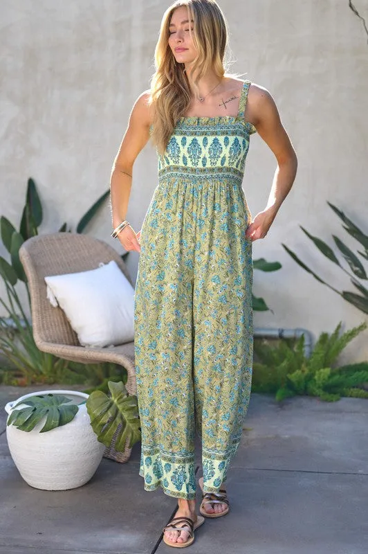 Floral Smocked Detail With Ruffle Jumpsuit *Online Only*