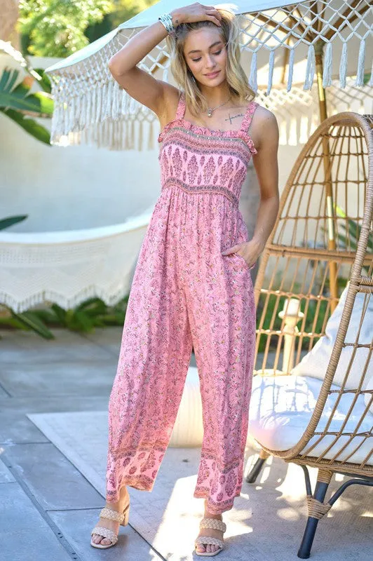 Floral Smocked Detail With Ruffle Jumpsuit *Online Only*