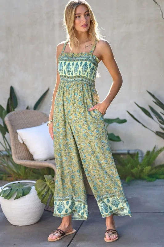 Floral Smocked Detail With Ruffle Jumpsuit *Online Only*