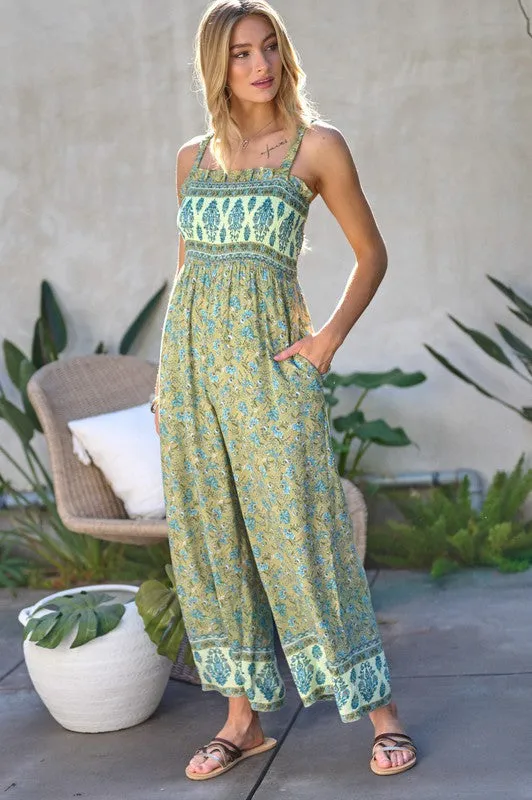 Floral Smocked Detail With Ruffle Jumpsuit *Online Only*