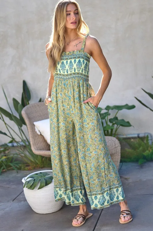Floral Smocked Detail With Ruffle Jumpsuit *Online Only*