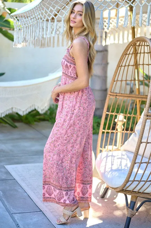 Floral Smocked Detail With Ruffle Jumpsuit *Online Only*