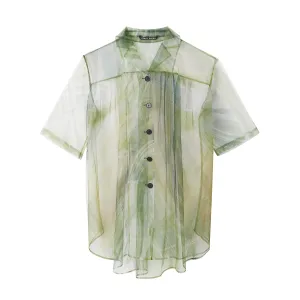 Green marble print tulle jacket