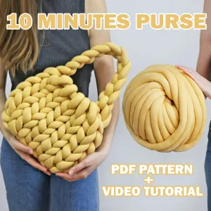 Knitting 10 Minutes Purse pattern, US standard terms, Skill level beginner
