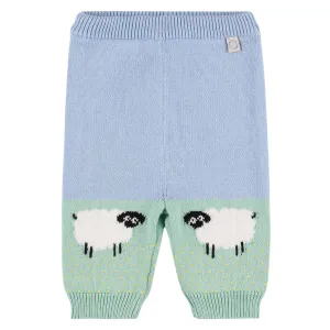 Stella McCartney Baby Intarsia Knit Pants With Sheep Blue