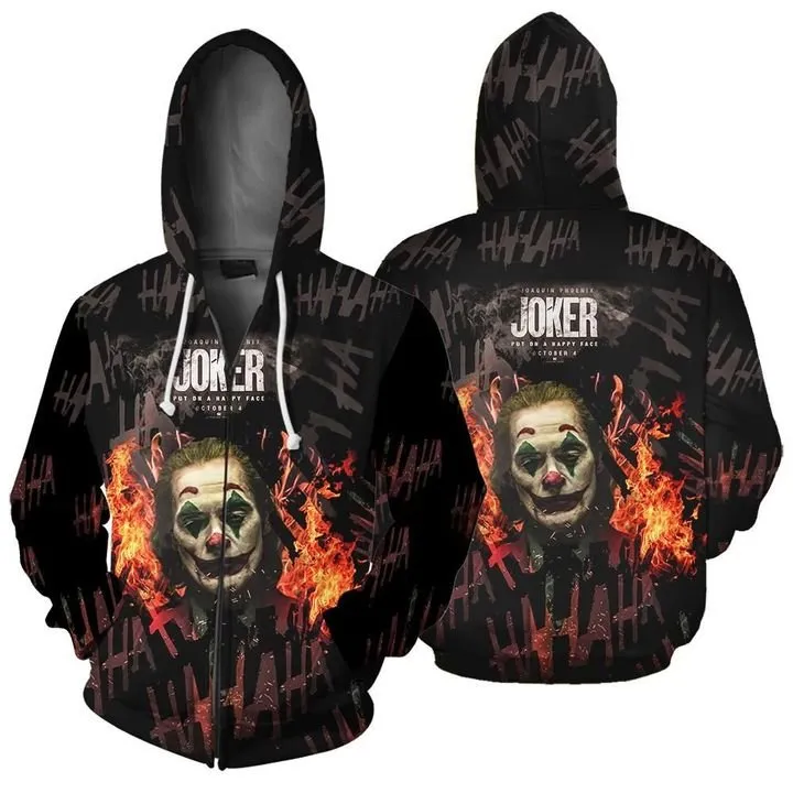 The Joker Put On A Happy Face Black Hoodie & Zip Hoodie