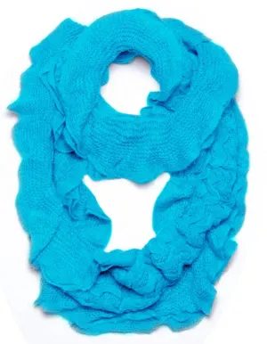 Turquoise Peach Couture Trendy and Chic Ruffle Edge Thick Knitted Circle Infinity Loop Scarf
